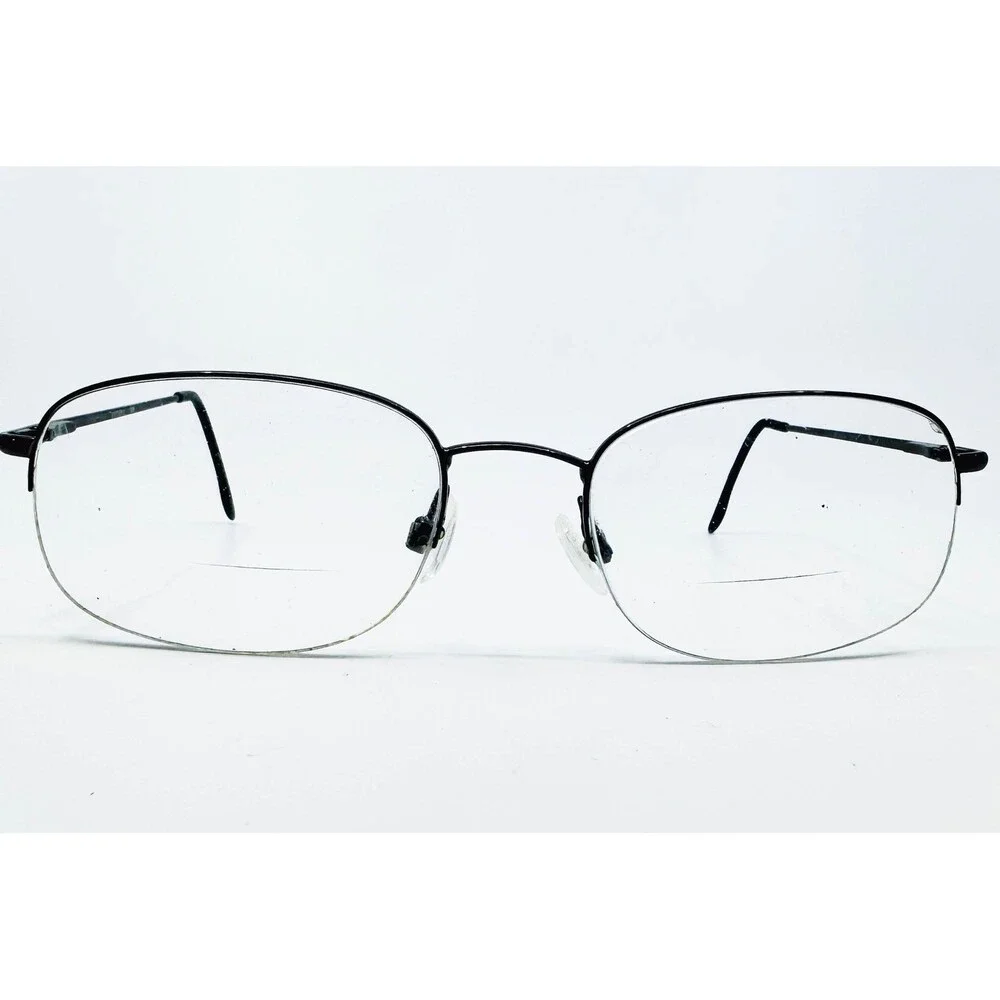 Zyloware Stetson 228 Eyeglasses Mens Black Metal Oval Half Rim 058 54-18-140